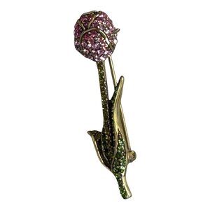 Heidi Daus Rose Crystal Flower Tulip Rose Brooch Pin Vintage Inspired Jewelry